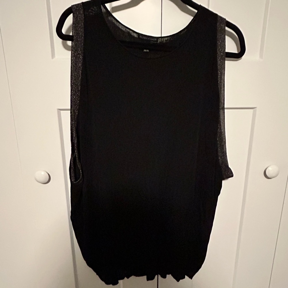 Eileen Fisher Black Sleeveless Sparkle Top Size XL
